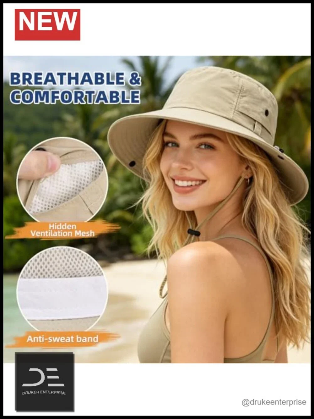 UPF 50+ Bucket Hat Wide Brim Foldable Fishing Hat Outdoor Hiking Beach Sun Hat